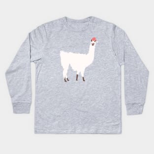 Christmas Snowflake Llama Pattern Kids Long Sleeve T-Shirt